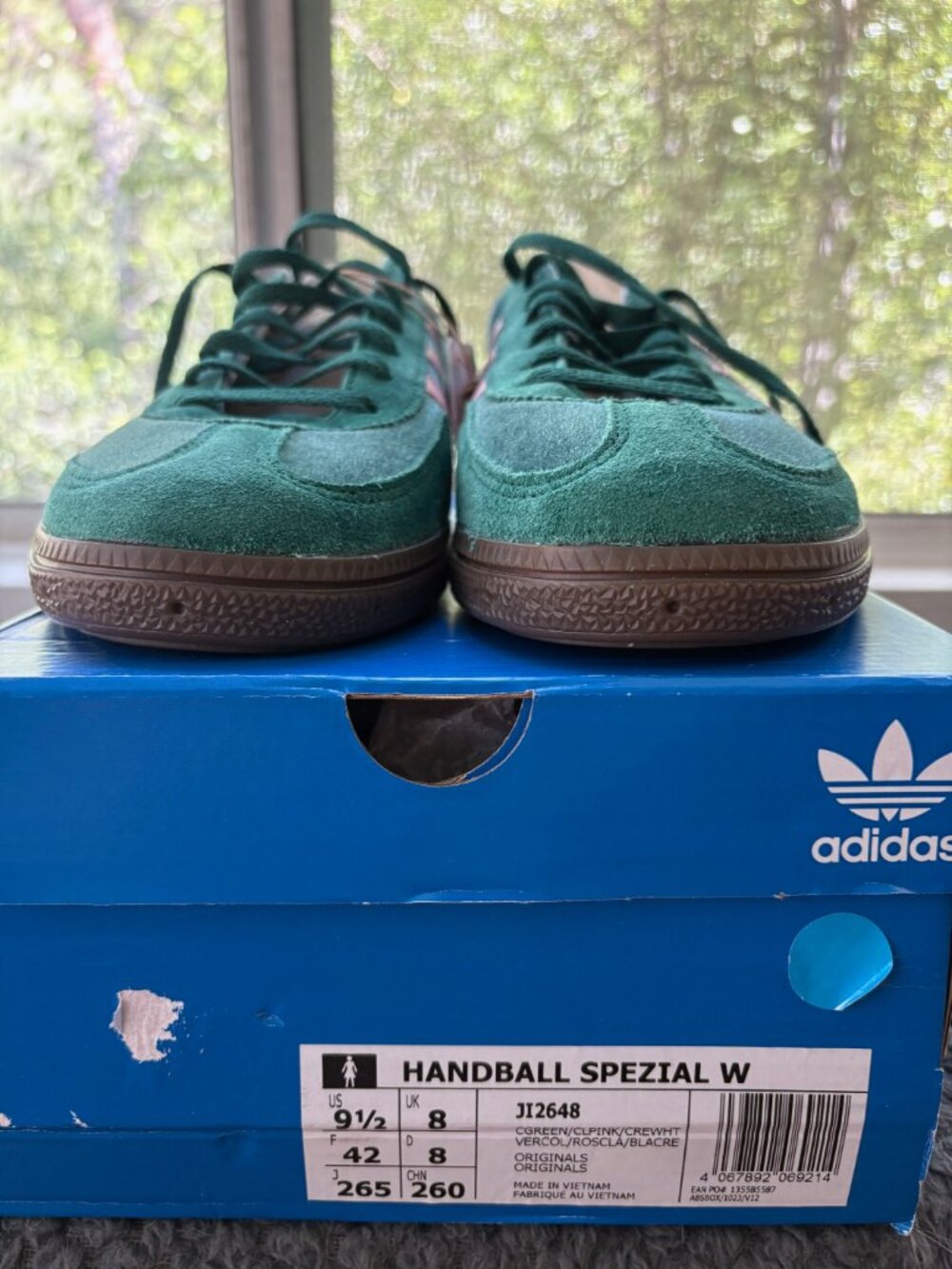 Adidas Handball Spezial - Green & Pink Velvet, size 9.5 - Picture 2 of 6